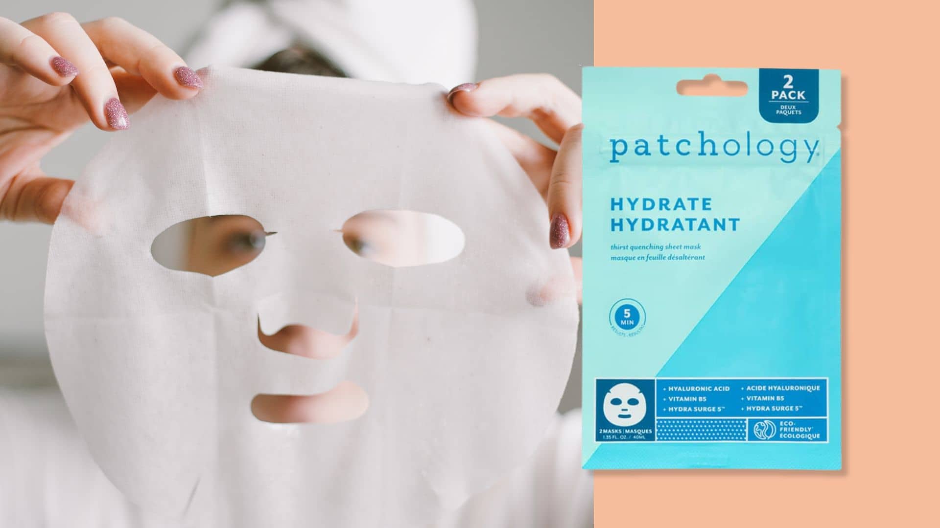sheet mask hydrating skincare in hands dry skin