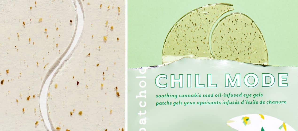 Patchology Chill Mode Eye Gels with green cannabis seed oil-infused texture for a soothing skincare routine.