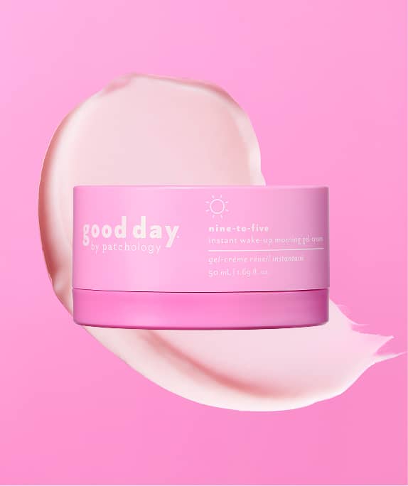 nine to five day moisturizer on a bright pink background