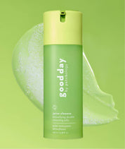 face cleanser juice double cleanse bright green background