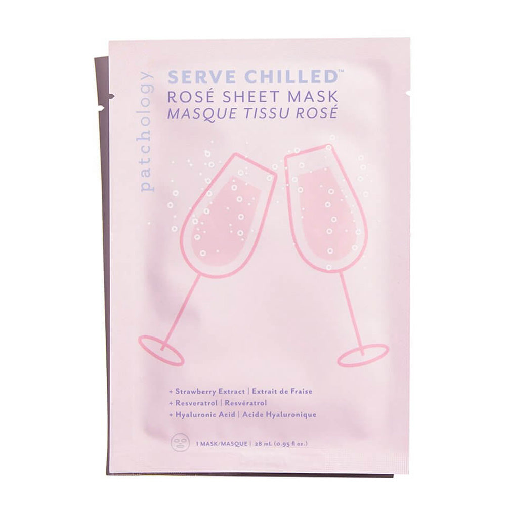 serve chilled rosé sheet mask patchology strawberry resveratrol and hyaluronic acid