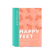 Box of 'Happy Feet' foot mask bundle  to exfoliate winter dry cracked feet on a white background