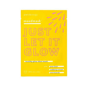 Patchology Just Let It Glow sheet mask in bright yellow packaging with pink lettering.