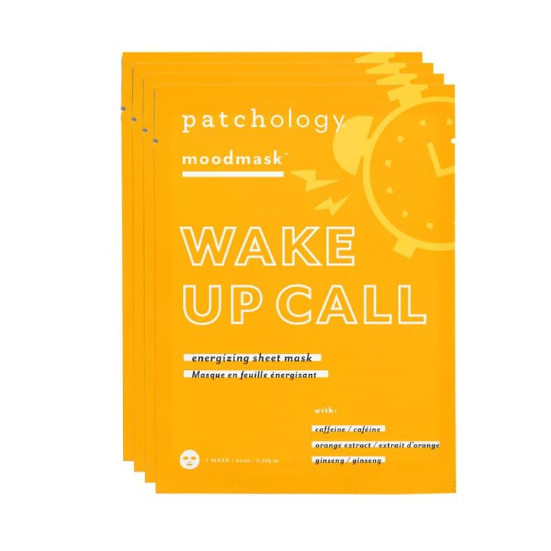 wake up call four pack of masks caffeine sheet mask increase circulation boost your glow morning sheet mask