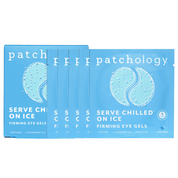 Cooling and firming eye gels multi-pack with blue sachets fanned out on white background
