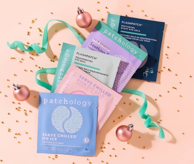 patching all the way holiday eye masks gifts on a beige background