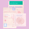 two sheet masks and rose eye gels and rose fingers