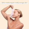 woman wearing sheet mask ultra-comforting for visibly stronger skin sensitive skincare