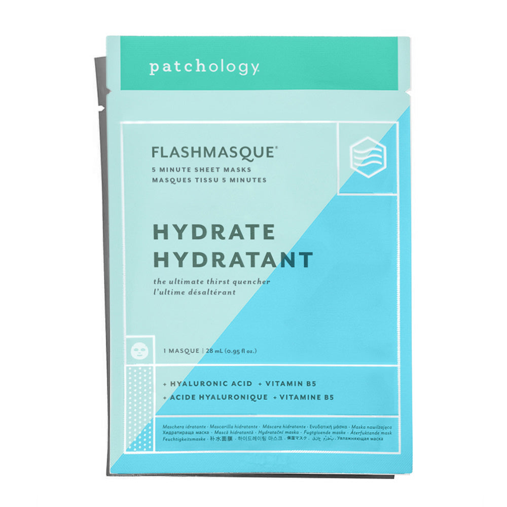 Patchology Hydrate Flashmasque 5 minute sheet mask for your face the ultimate thirst quencher