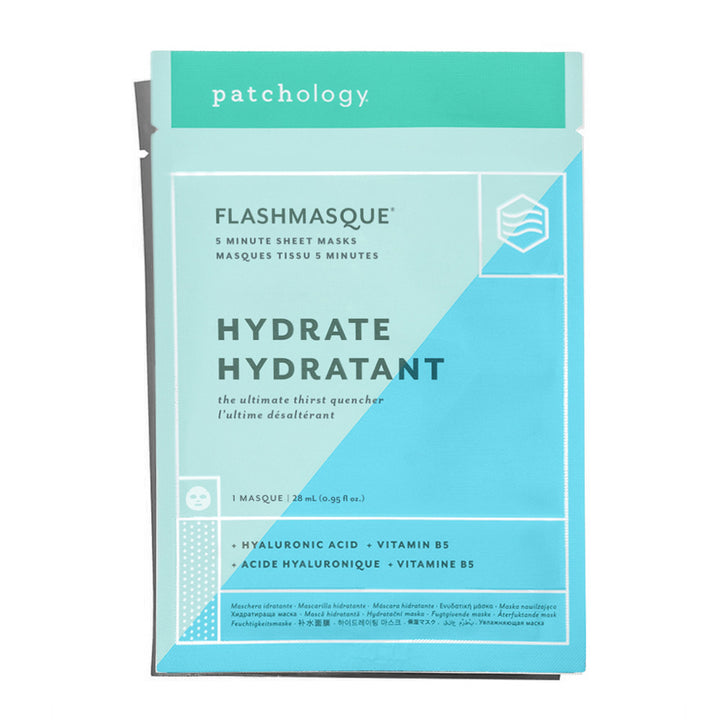 Patchology Hydrate Flashmasque 5 minute sheet mask for your face the ultimate thirst quencher