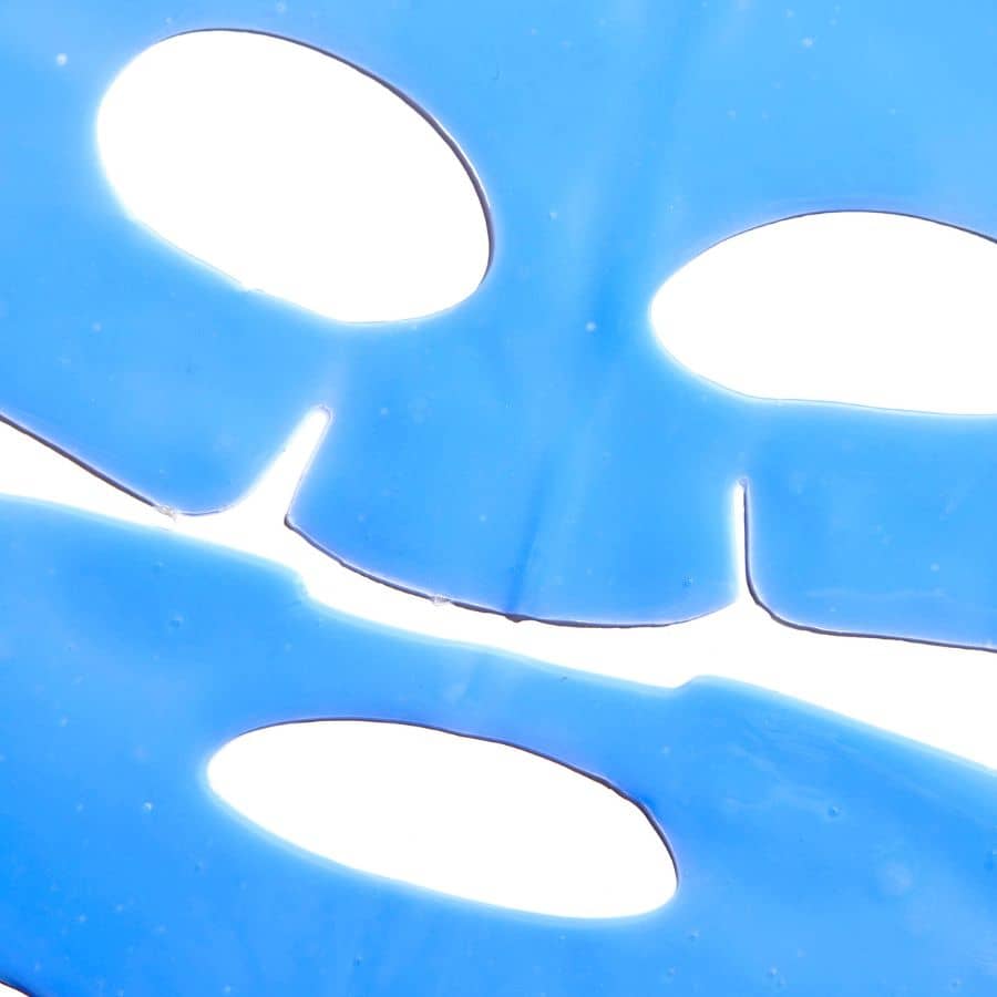 Close Up Blue Details of One Ice Hydrogel Sheet Mask
