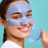 in use woman wearing on ice hydrogel sheet mask